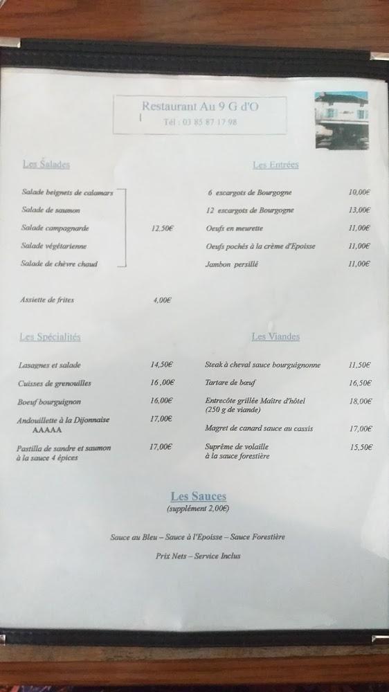 Au 9 G d'O - Menu Image 2