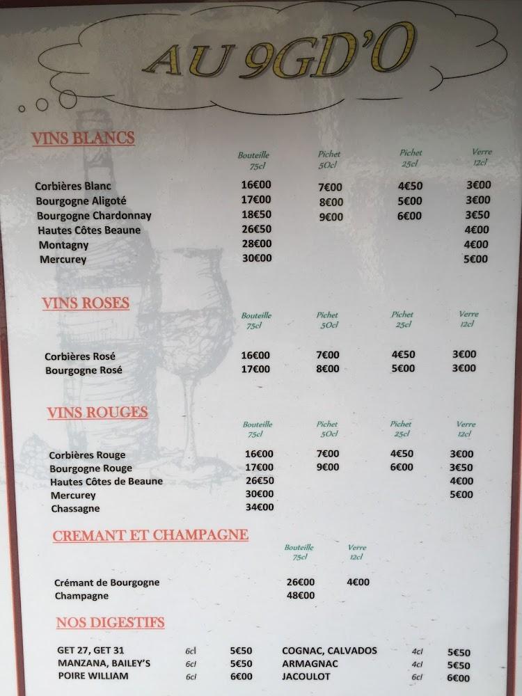 Au 9 G d'O - Menu Image 3